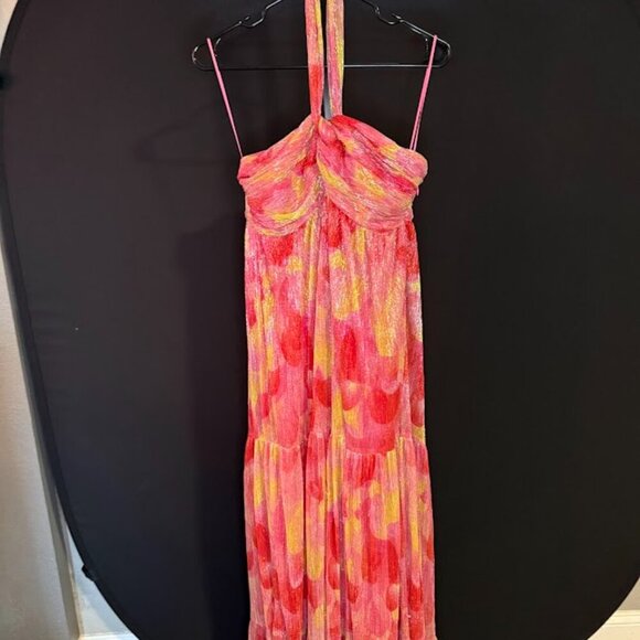 Violet Weekend Metallic Printed Halter Maxi Dress - Picture 2 of 8
